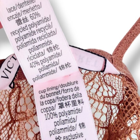 Victoria's Secret NWOT brass cooper floral lace boho fairy bralette women's M - Picture 4 of 6